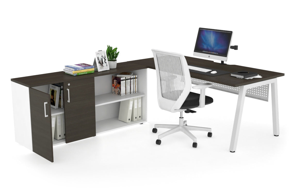 Quadro A Executive White Frame Office Chair [1800L x 800W with Cable Scallop] - Perfect for Modern Workspaces & Executive Offices