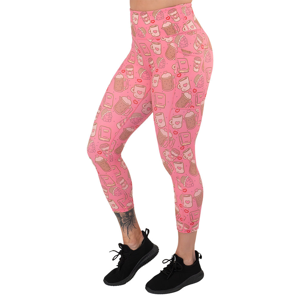 High Waist Coffee Crush Yoga Leggings for Women - Soft Comfortable Workout Pants for Running, Gym & Lounge