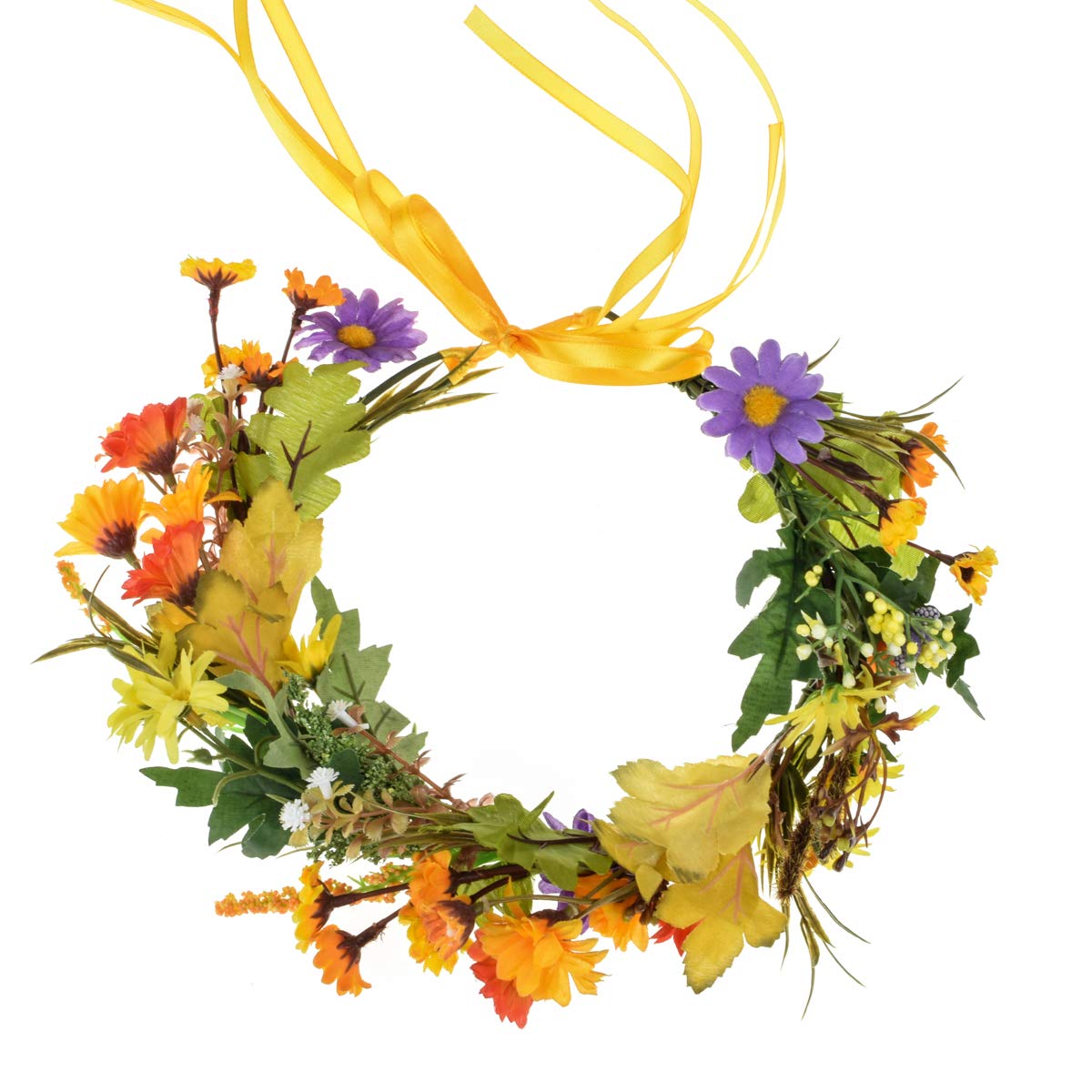 Rose Flower Headband Floral Crown Garland Halo - Daisy Orange Wedding Hair Accessory for Brides, Flower Girls, Festivals & Boho Photoshoots