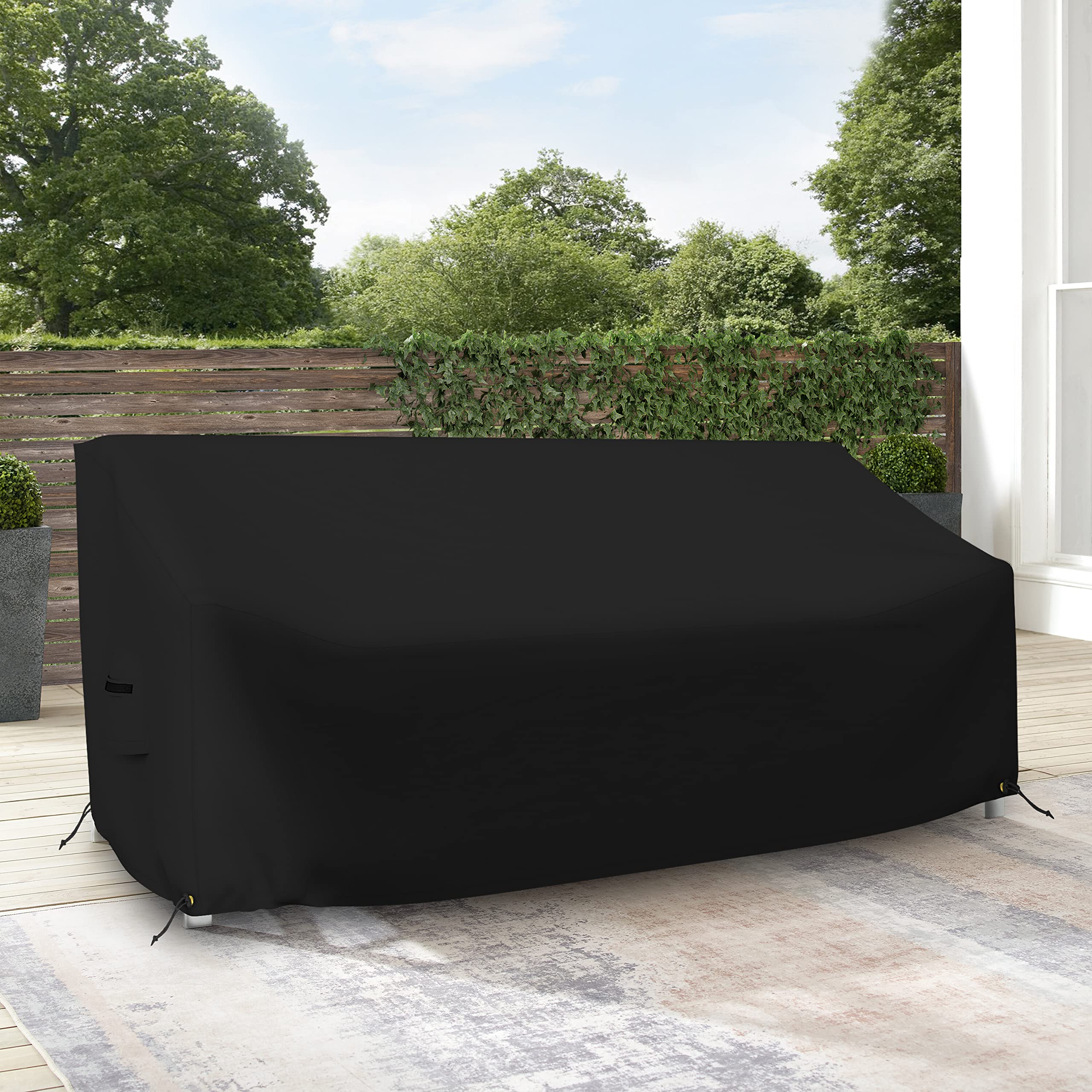 Waterproof Outdoor Loveseat Sofa Cover - 12 Oz Heavy Duty UV & Weather Resistant Patio Furniture Bench Protector with Air Vents & Drawstrings (88