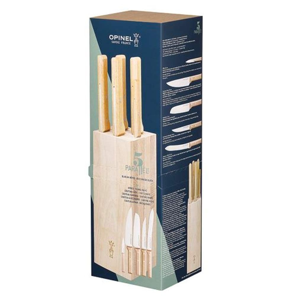 Opinel Parallele Bread Knife Set with Wooden Block - Premium French Kitchen Knives for Slicing Bread, Pastries & Cheeses - Perfect for Home Bakeries & Professional Kitchens