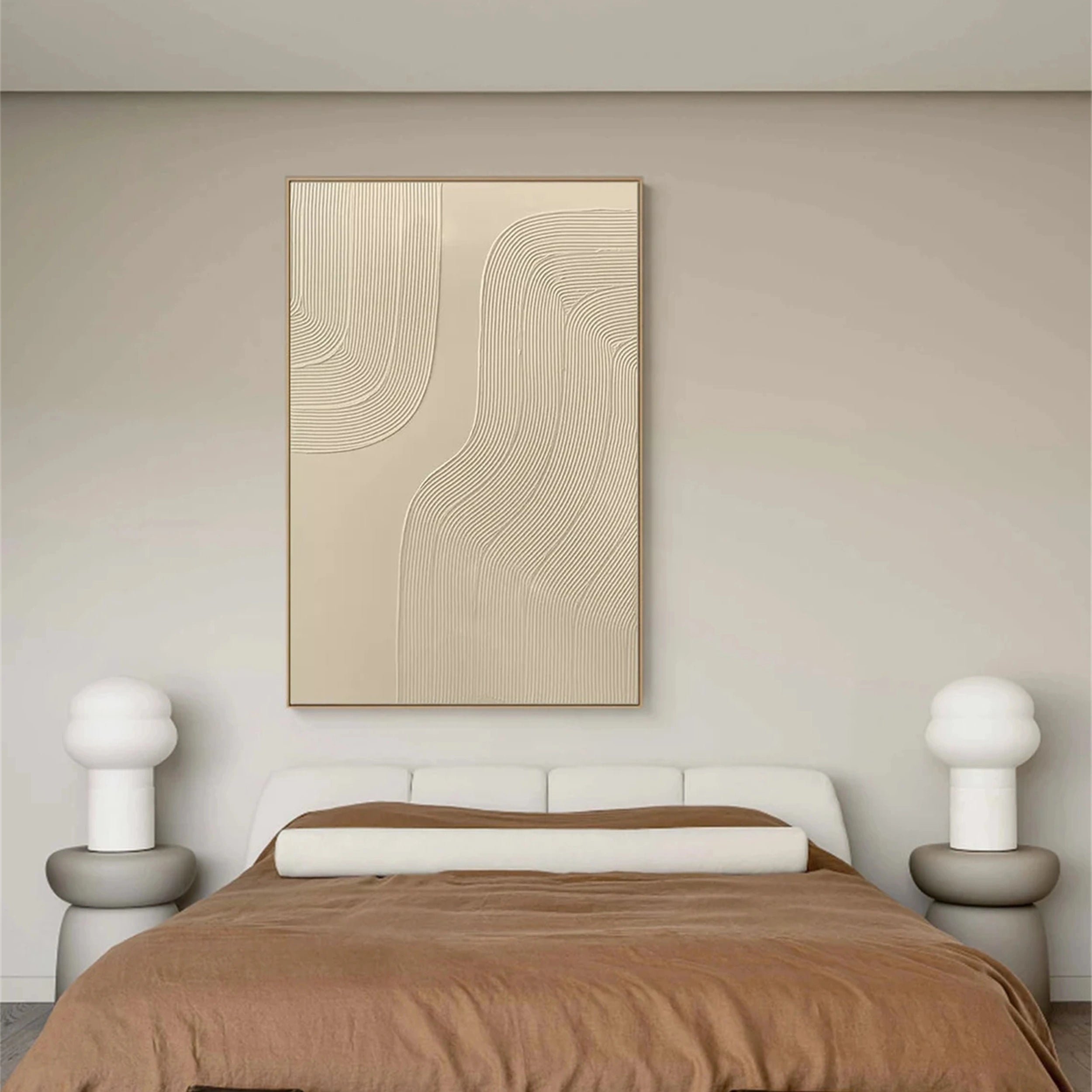 Beige & Brown Abstract Wall Art Canvas Print #BB093 - Modern Home Decor for Living Room, Bedroom & Office