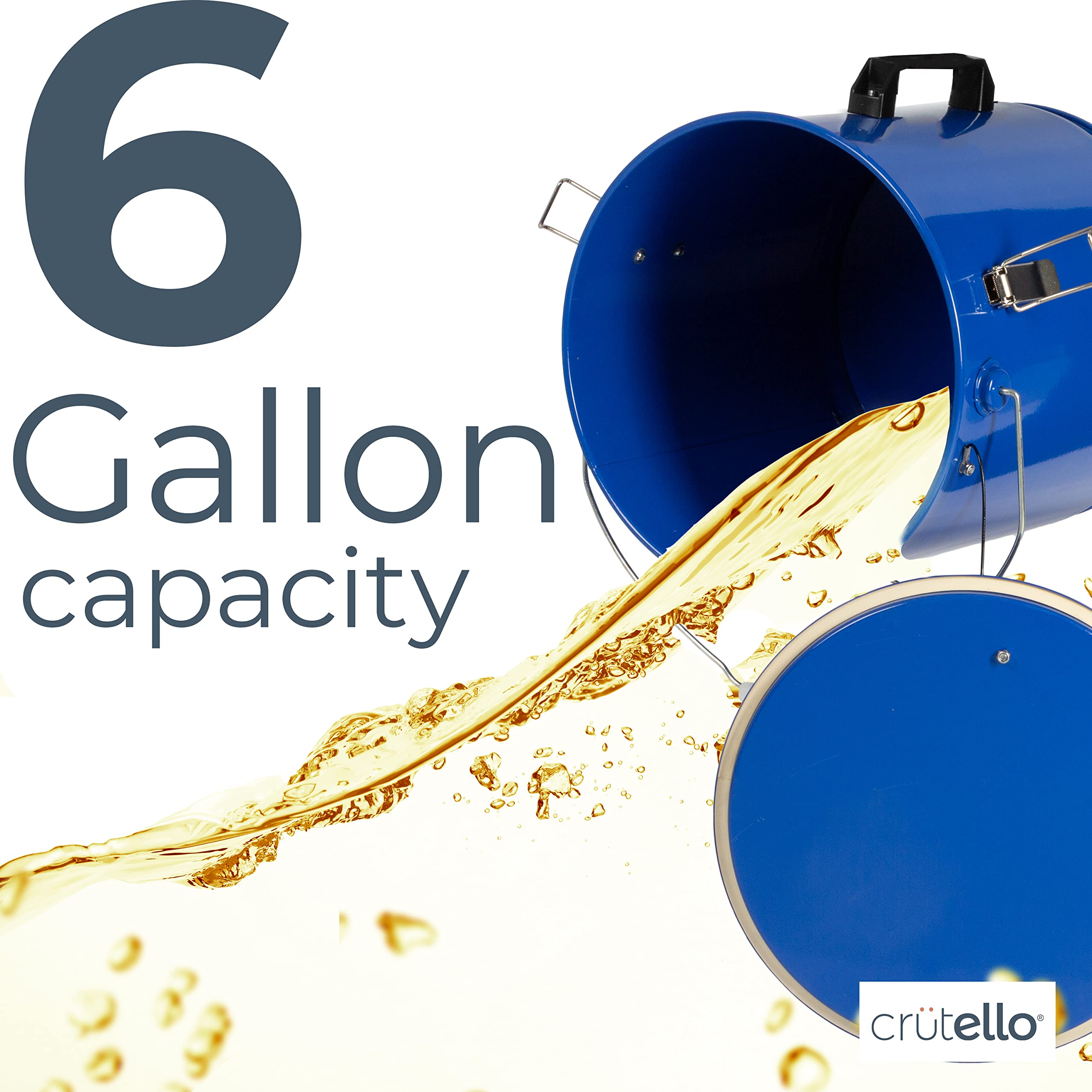 Crutello 6 Gallon Grease Disposal Bucket with Locking Lid - Safe Hot Oil Storage & Transport Container for Restaurants, Food Trucks & Home Kitchens - Perfect for Used Cooking Oil, Deep Fryer Oil & Grease Disposal