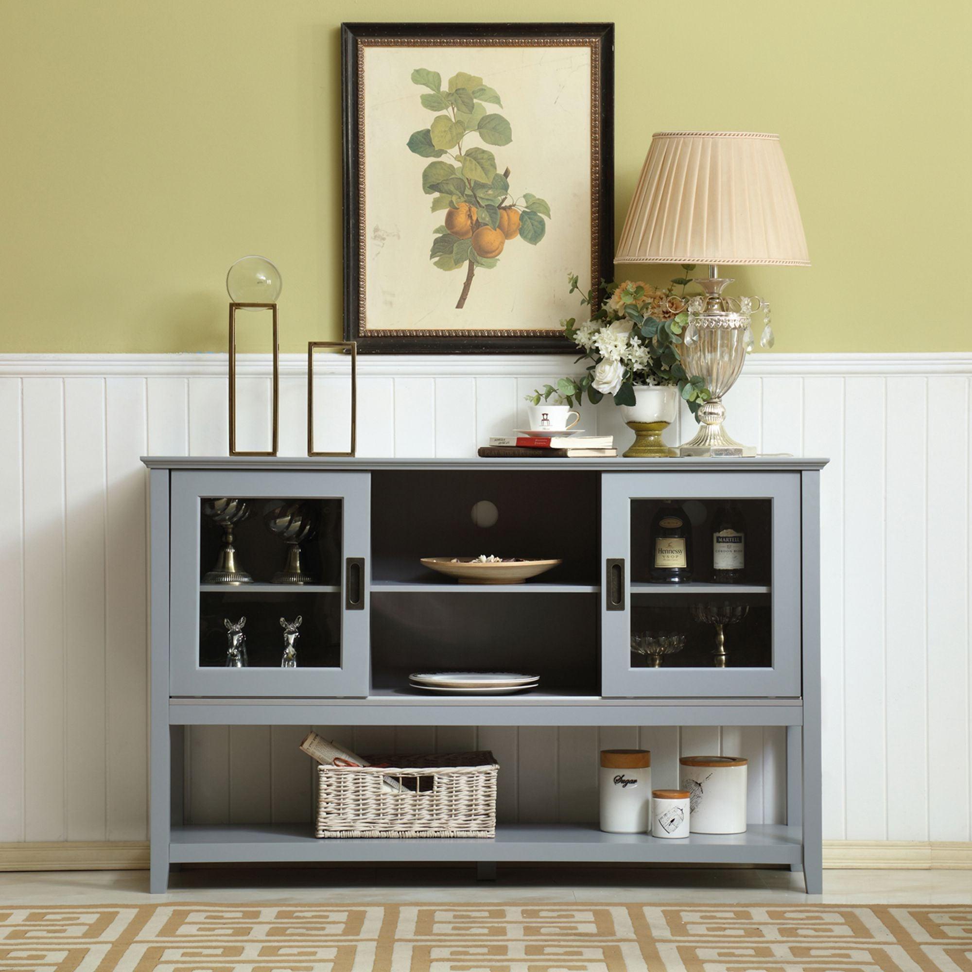 Gray MDF Console Cabinet with Sliding Door - Modern Entryway Storage for Hallway, Living Room & Bedroom Organization