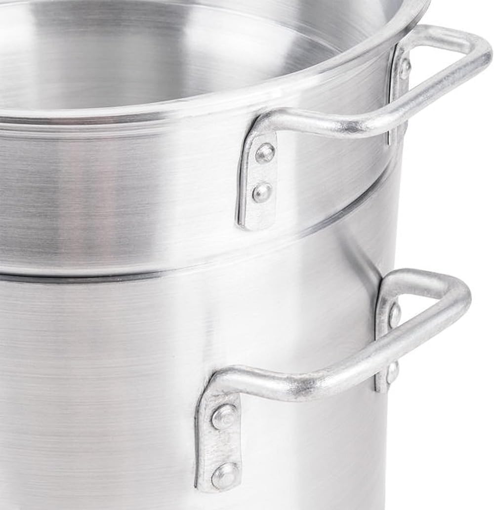 Soro Essentials 20 Qt Aluminum Double Boiler Pot with Lid - Steam Melting Stock Pot for Butter, Chocolate, Cheese, Caramel, Fondue, Candy, Desserts & Sauces - Perfect for Home Baking, Candy Making & Professional Kitchen Use