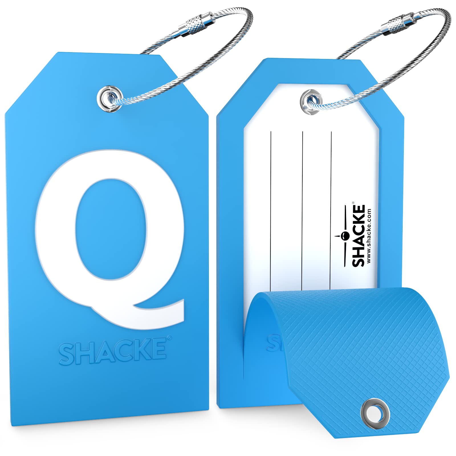 Initial Luggage Tag with Full Privacy Cover & Stainless Steel Loop - Aqua Teal - Personalized Travel Accessory for Suitcases, Backpacks, and Carry-On Bags