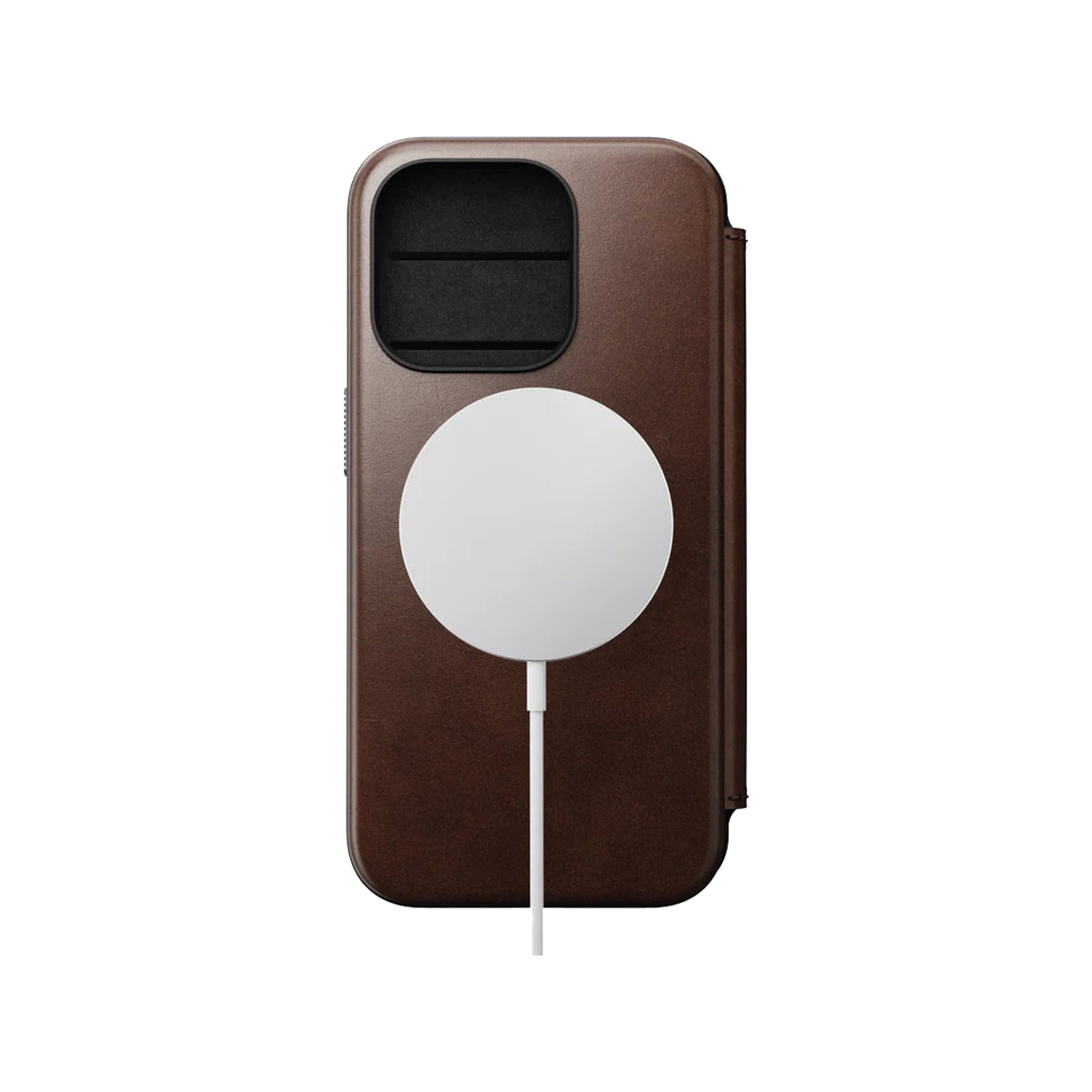 Nomad Leather Folio Case for iPhone 15 Pro - Premium Horween Leather, Slim Protective Cover with Card Slots (Brown) - Perfect for Business & Travel Accessories