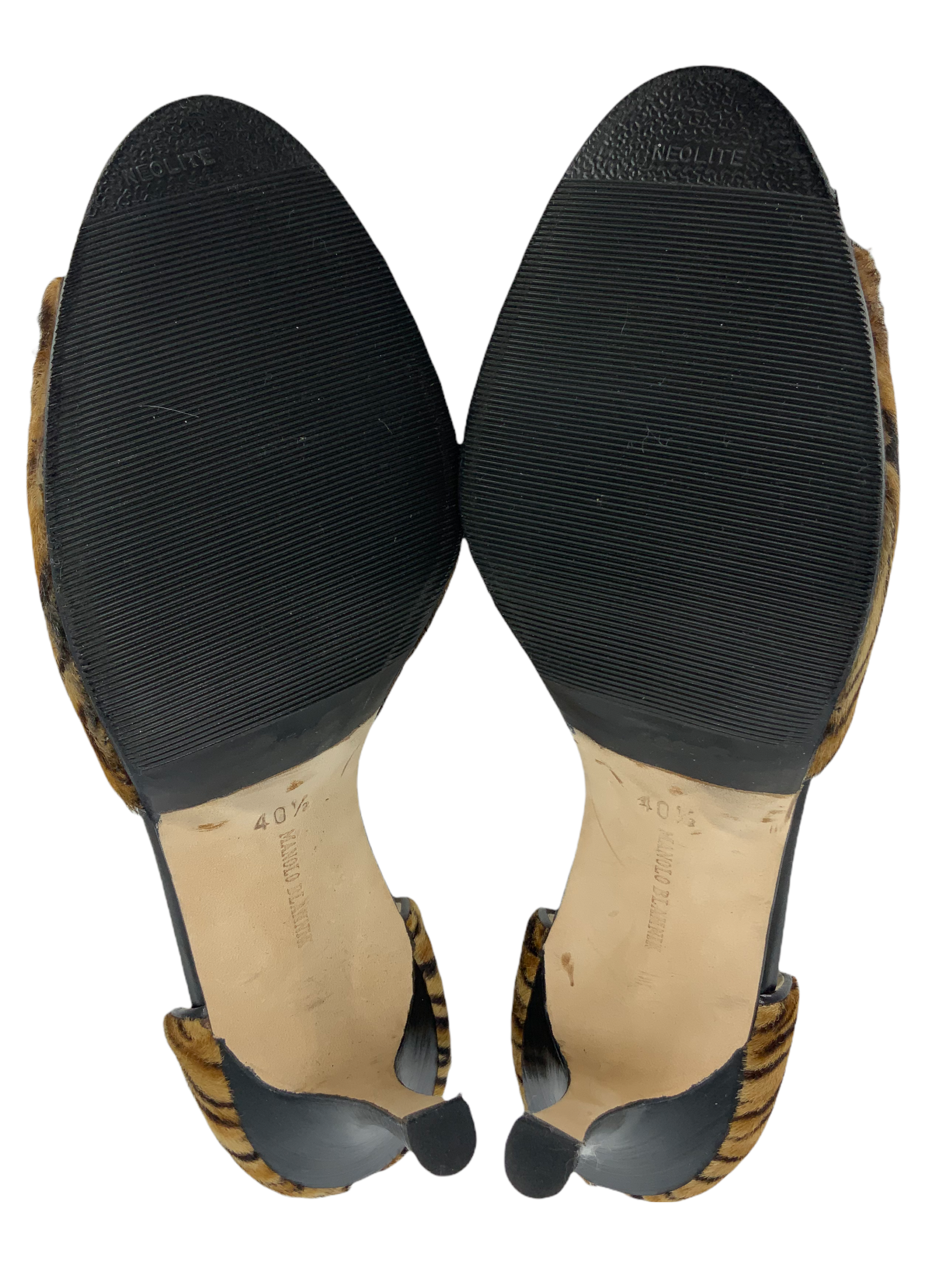 Manolo Blahnik Animal Print Pony Hair D'Orsay Pump Women's Size 10.5 - Elegant Heels for Evening Parties & Special Occasions