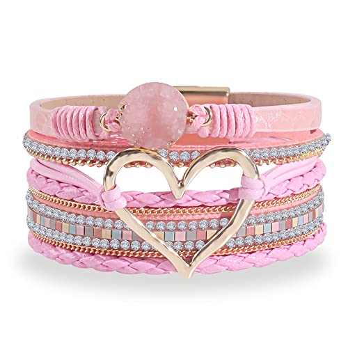 A8：pink leather warp bracelet