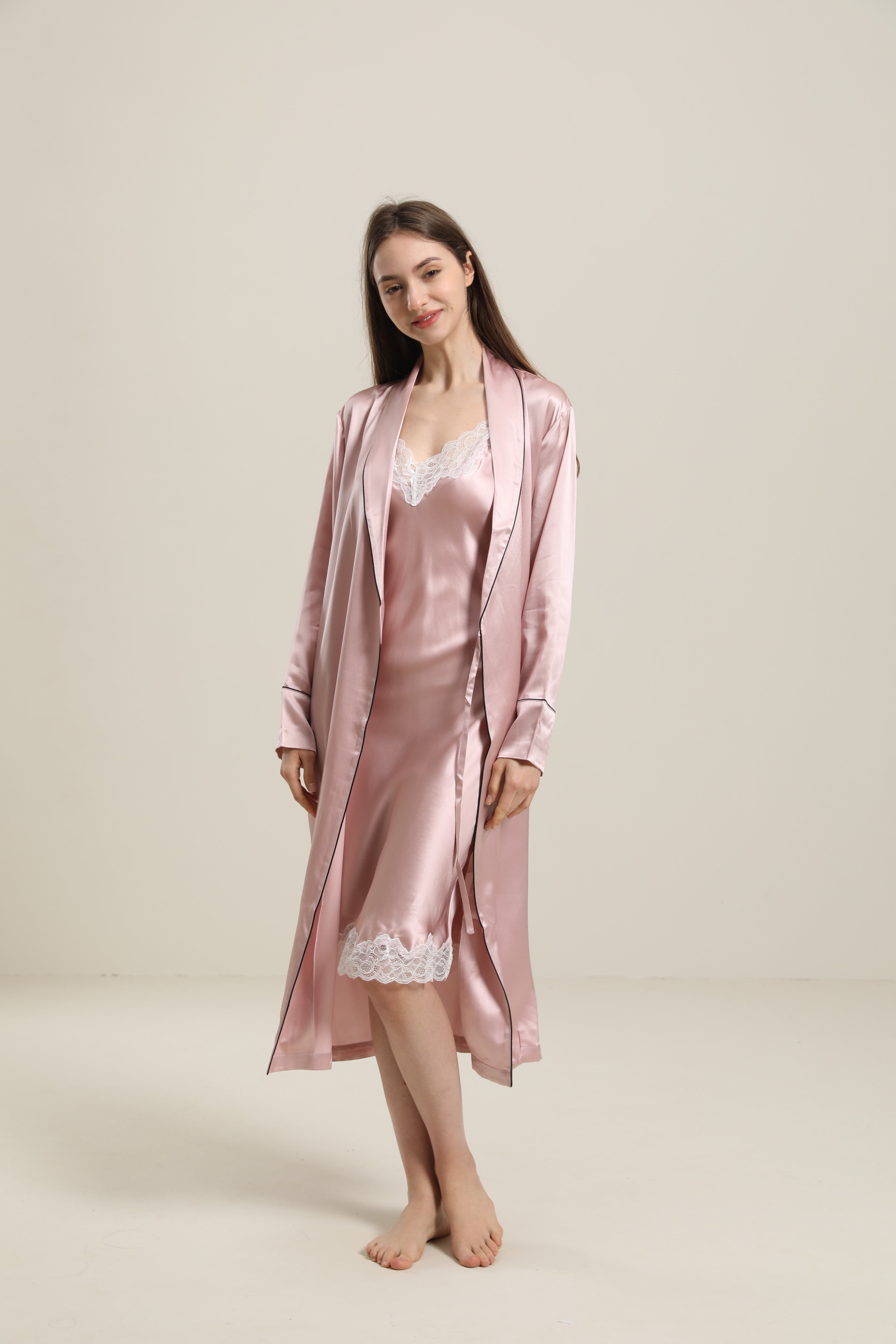 22 Momme Pure Silk Robe for Women - Luxurious Full Length & Trim Design - Perfect for Spa, Bridal, and Relaxation at Home