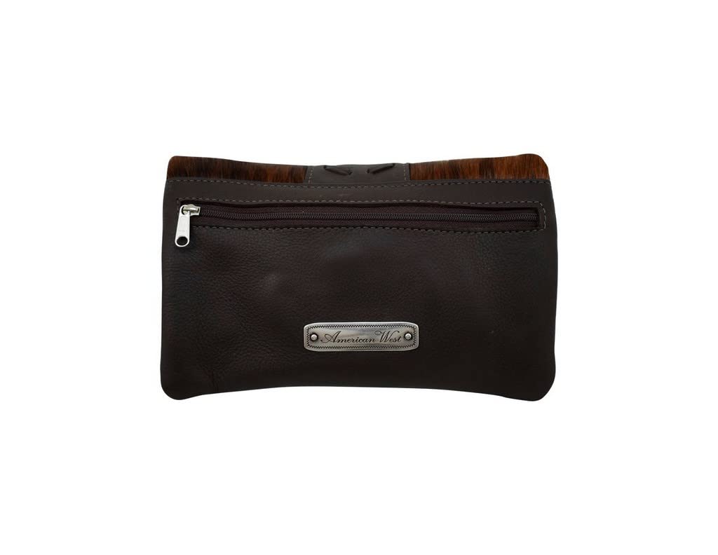 American West Women's Grab-And-Go Foldover Crossbody Bag, Clutch & Wallet Combo - Stylish Black Leather Purse for Everyday Use, Travel & Night Out