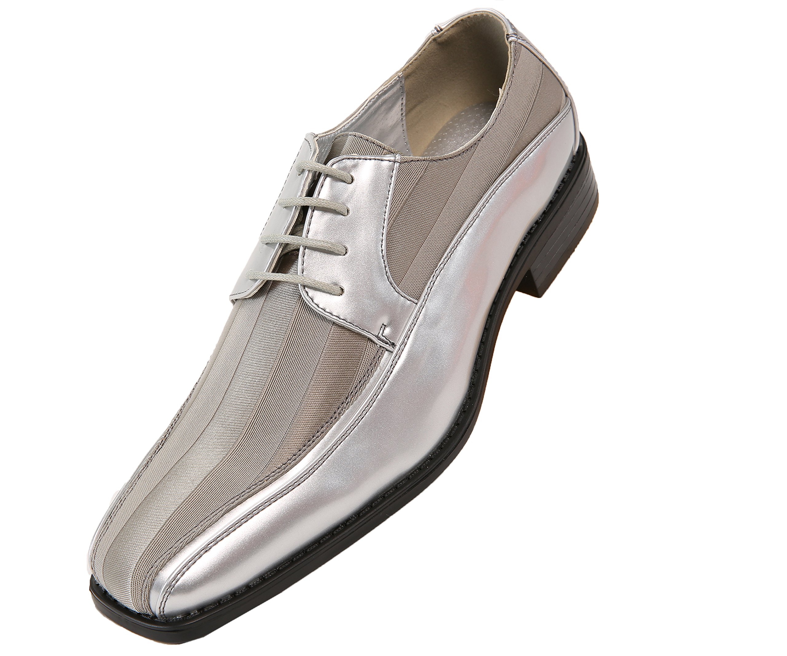 Viotti 179 Men's Oxford Dress Shoes - Classic Casual & Wedding Shoes in Striped Satin & Patent Leather - Formal Tuxedo Shoes for Business, Parties & Special Occasions