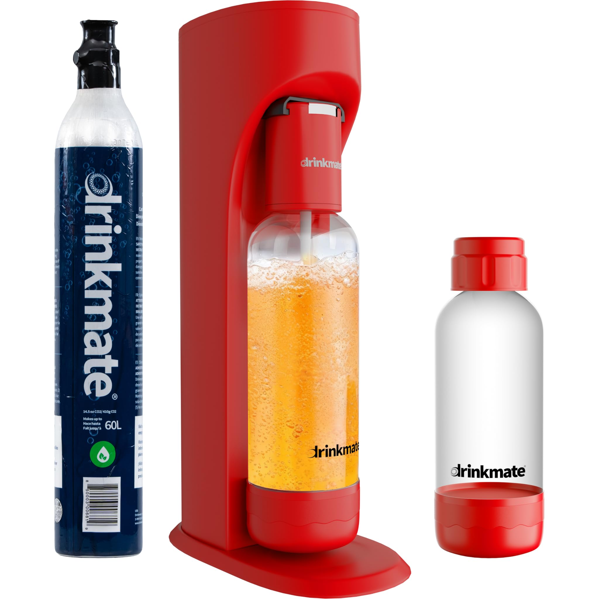 Drinkmate OmniFizz Sparkling Water & Soda Maker Machine - Carbonates Any Beverage with 60L CO2 Cylinder, 2 Carbonation Bottles & Fizz Infuser (Royal Red) - Perfect for Home, Office & Party Use