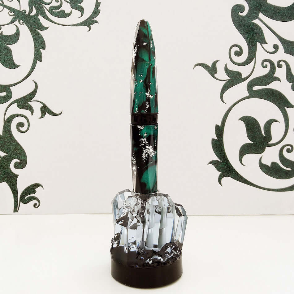 Benu Briolette Crystal Pen Holder - Elegant Desk Organizer for Office & Home Workspace Decor