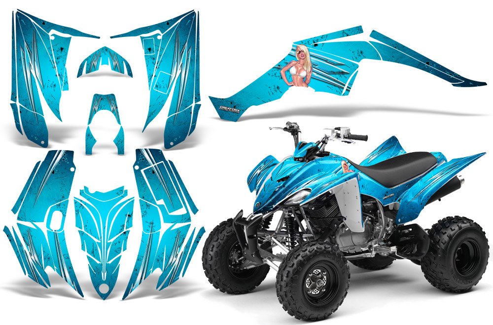 High-Quality Graphics Kit Decals Stickers for Yamaha Raptor 350 - You Rock Blue Ice Design - Perfect for ATV Customization & Off-Road Adventures
