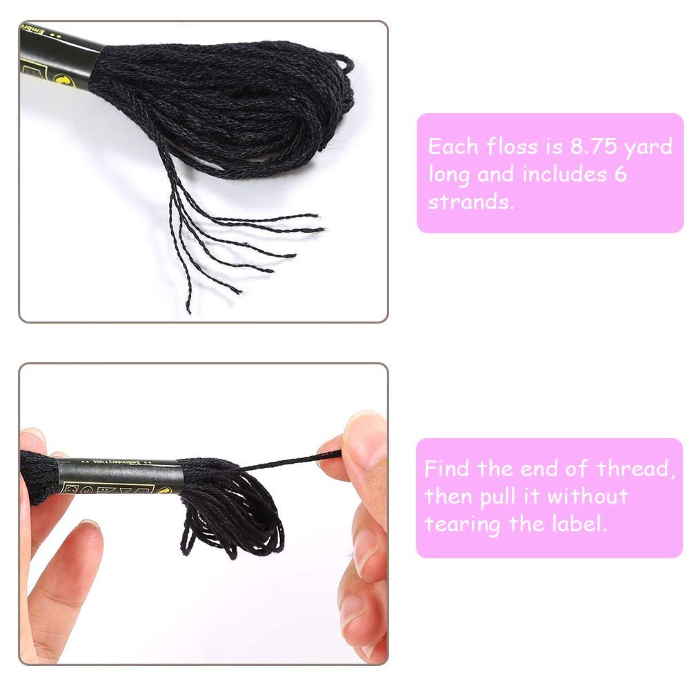 Premium Black & White Embroidery Floss - 24 Skeins Cotton Cross Stitch Thread Kit with 12 Bobbins for Friendship Bracelets, DIY Crafts & Needlework Projects - Perfect for Scrapbooking, Sewing & Handmade Gifts