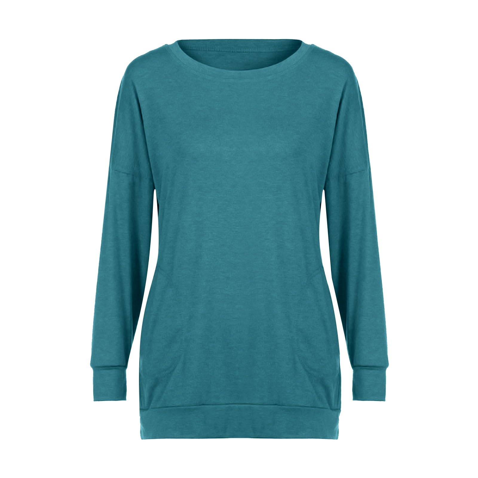 Women's Casual Pocket Tunic Tops - Loose Fit Long Sleeve Crewneck Pullover Sweatshirt | Comfortable & Stylish Daily Wear for Work, Weekend & Layering