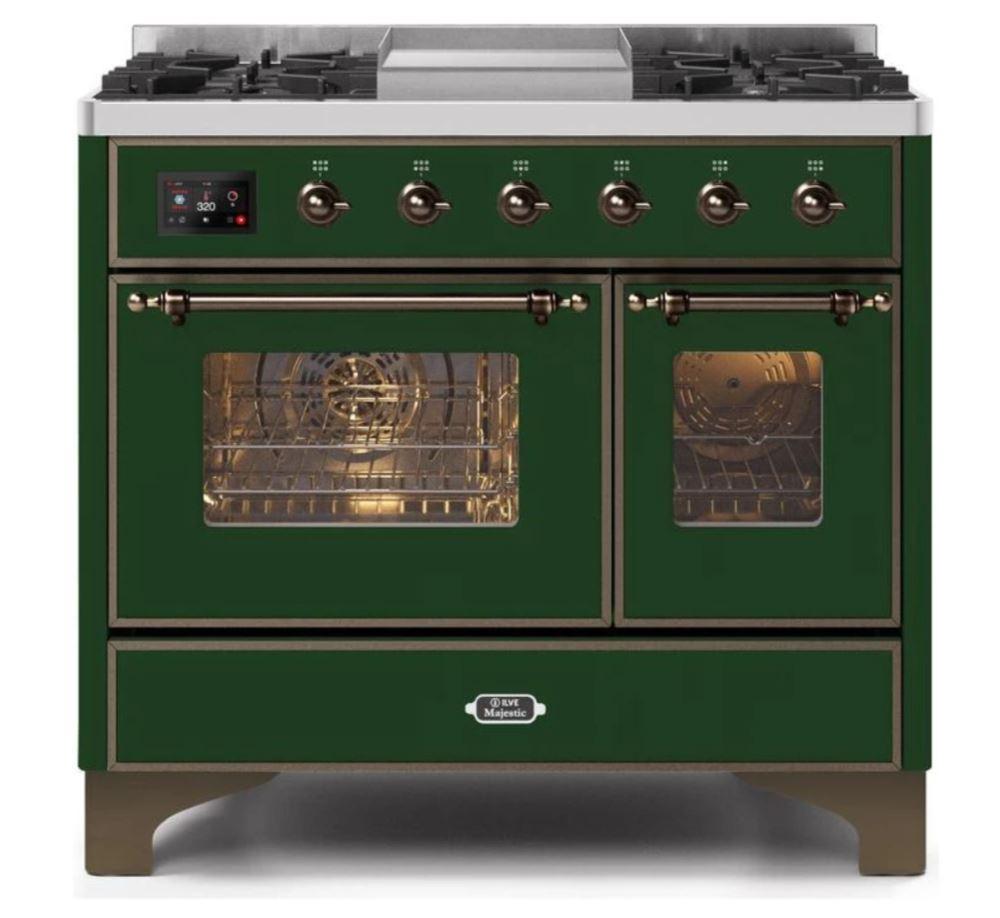 ILVE 40 Inch Majestic II Series Natural Gas/Propane Gas Range with 6 Sealed Burners & Electric Oven - UMD10FDNS3 | Professional Kitchen Appliance for Home Chefs & Restaurants