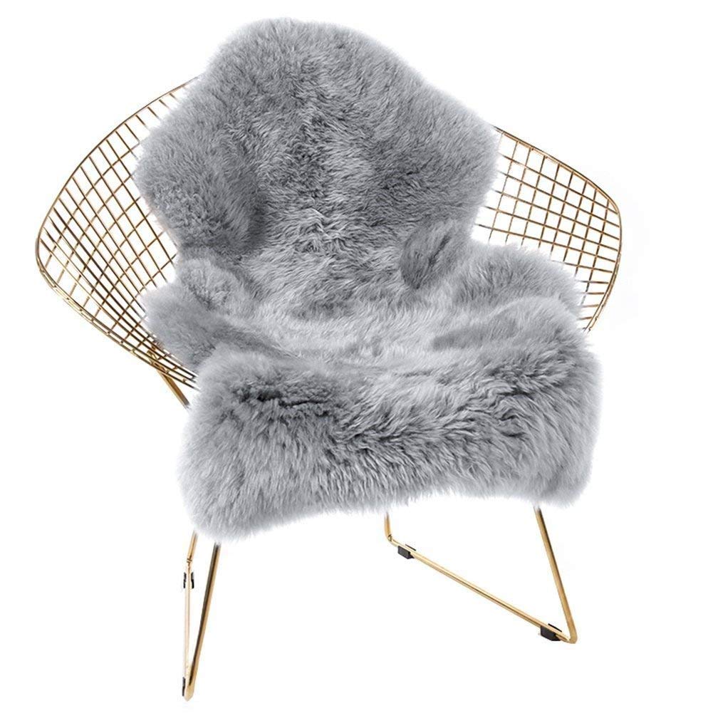 Soft Faux Sheepskin Chair Cover - Cozy Grey Fur Couch Cover & Area Rug for Living Room, Bedroom, Sofa - Warm Home Decor for Winter, Perfect for Relaxing by the Fireplace