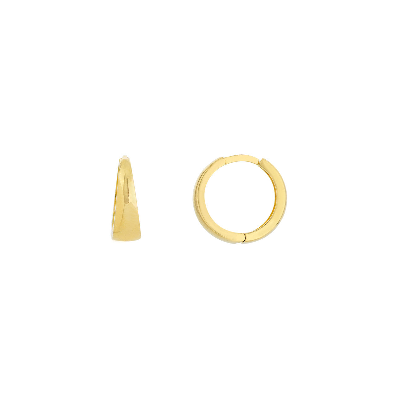 14K Yellow Gold Polished Tapered Huggie Earrings for Women - Minimalist Hoop Earrings for Everyday Wear, Gift Giving & Special Occasions