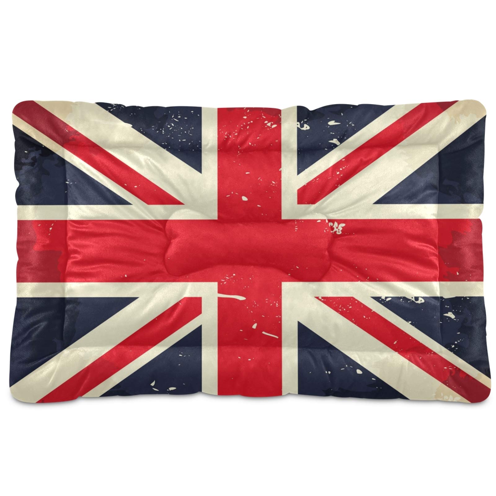 Vintage Union Jack Pet Bed for Dogs & Cats - Soft, Warm & Non-Slip Dog Bed for Small & Medium Pets - Machine Washable Pet Bed - Perfect for Home, Crate & Travel Use