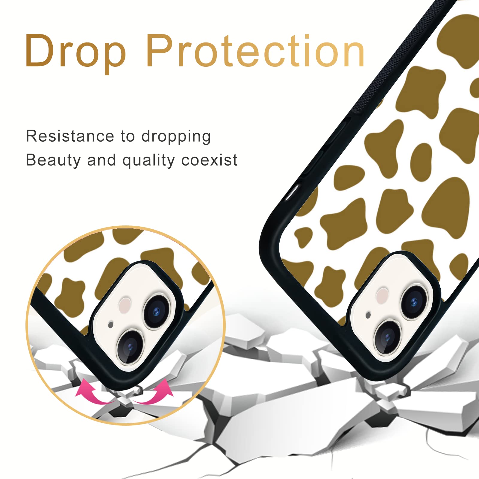 Aiyaya Cute Brown Cow Print iPhone Case - Soft Protective Cover for iPhone 14/13/12/11/X/8/7 Plus - Trendy Animal Design for Women & Girls - Perfect for School, Work & Everyday Use