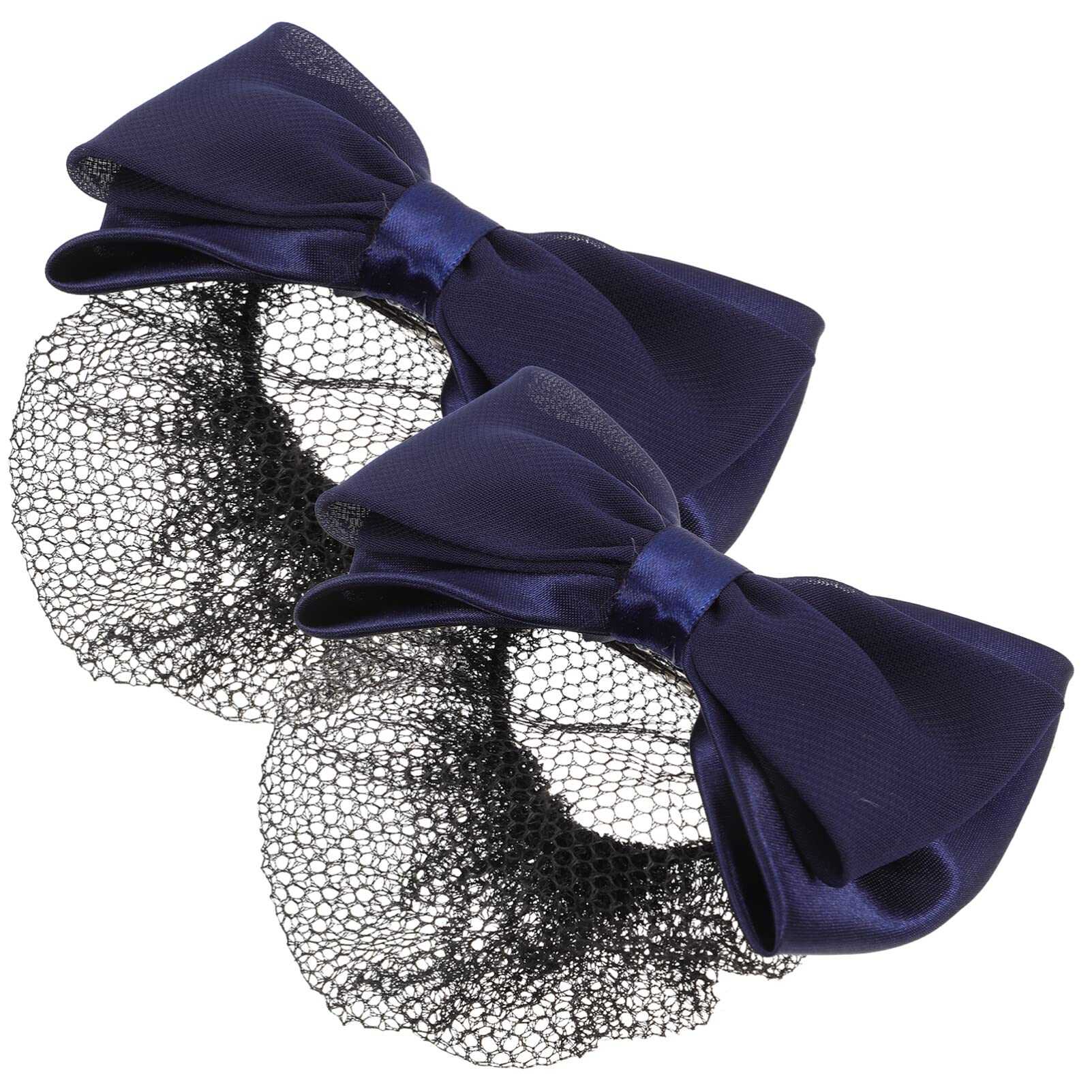 FRCOLOR 2-Pack Hair Bun Nets for Women - Invisible Hairpin Hair Nets, Hair Bun Cover & Hair Accessories for Ballet, Work, Wedding & Everyday Use - Soft Bow Tie Cloth Hair Clips (Black)