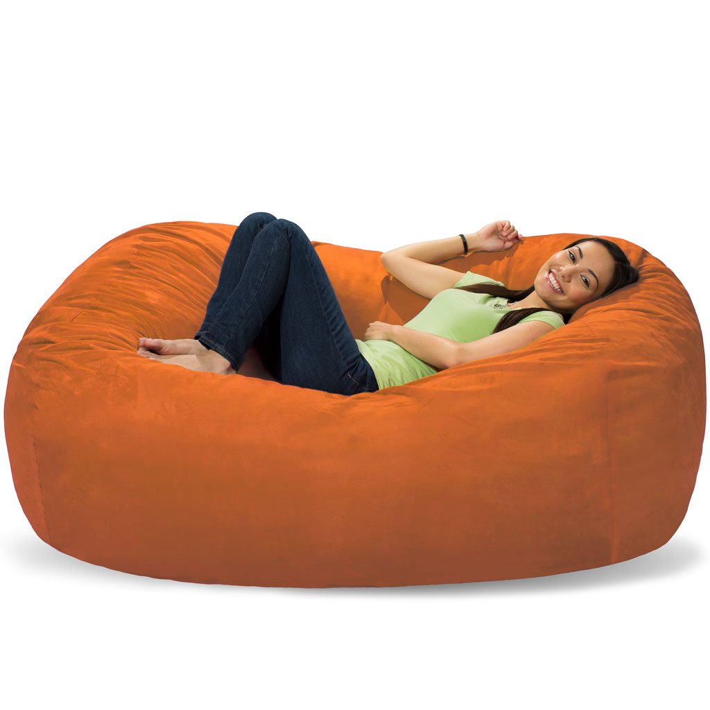 Comfortable Memory Foam Bean Bag Chair - Soft Micro Suede Cover in Tangerine Orange | Perfect for Living Room, Bedroom, Dorm or Gaming Setup