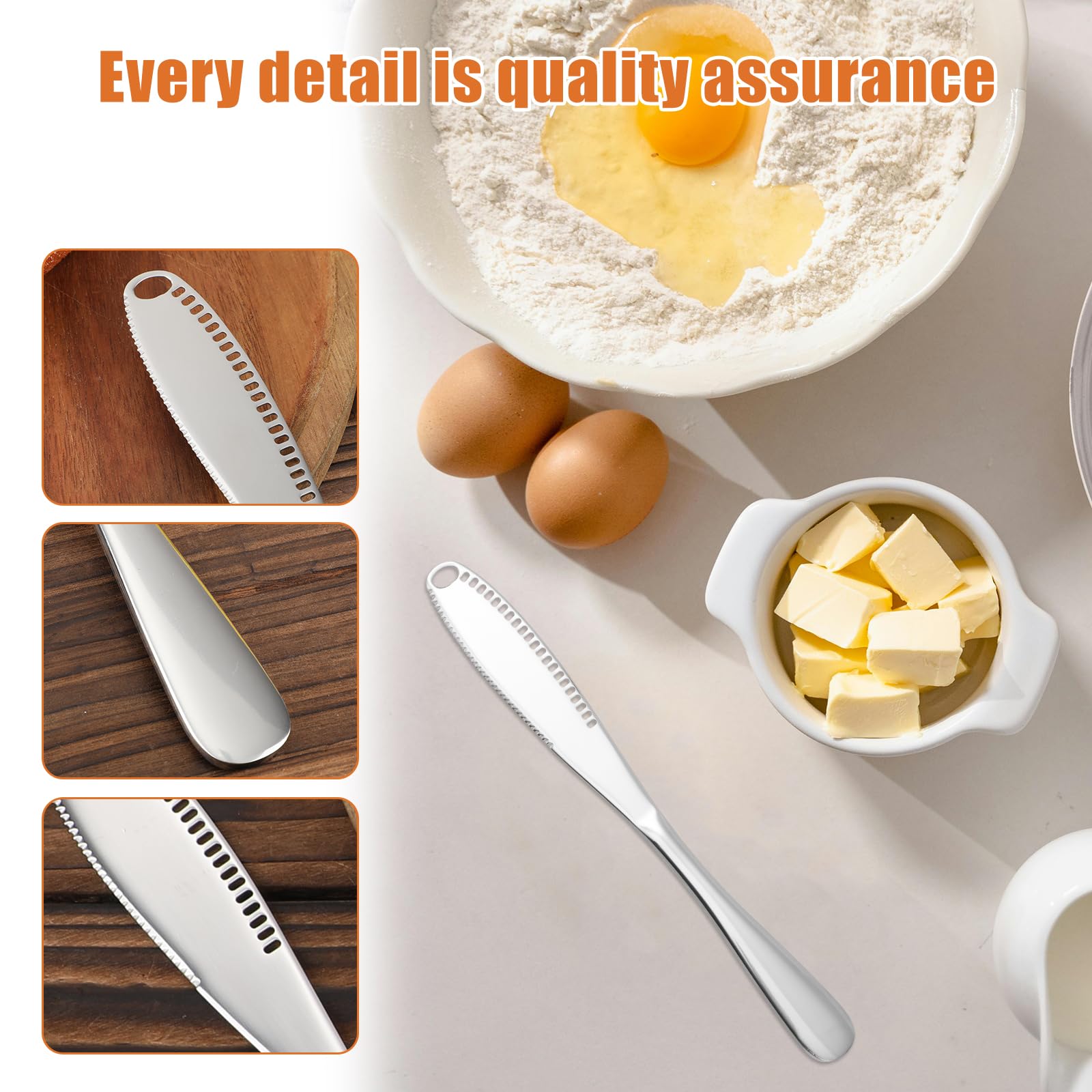4-Piece Stainless Steel Butter Knife Set with Holes & Serrations - 3-in-1 Butter Spreader, Grater & Slicer for Cheese, Jam, Butter - Perfect for Breakfast, Brunch & Kitchen Use
