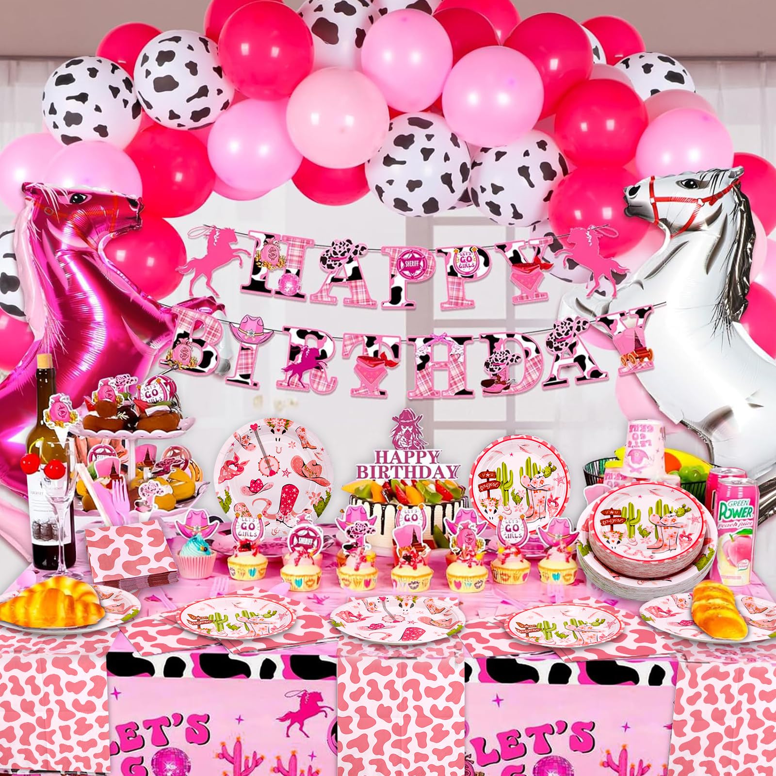 180PCS Pink Cowgirl Party Supplies Set - Western Themed Paper Plates, Napkins for 60 Guests | Perfect for Rodeo Birthday, Bachelorette Party & Cowgirl Decorations | Includes Dinner Plates, Dessert Plates & Napkins | Great for Themed Parties, BBQ Events & Western Celebrations