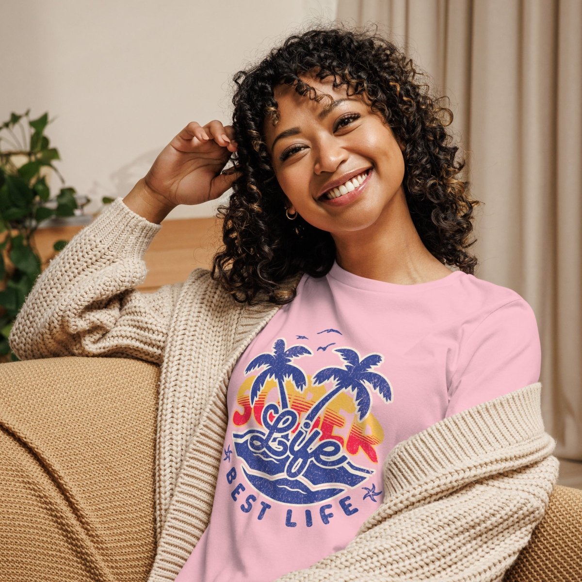 Sober Life Best Life Women's Relaxed T-Shirt - Comfortable Casual Tee for Everyday Wear & Sober Living Support