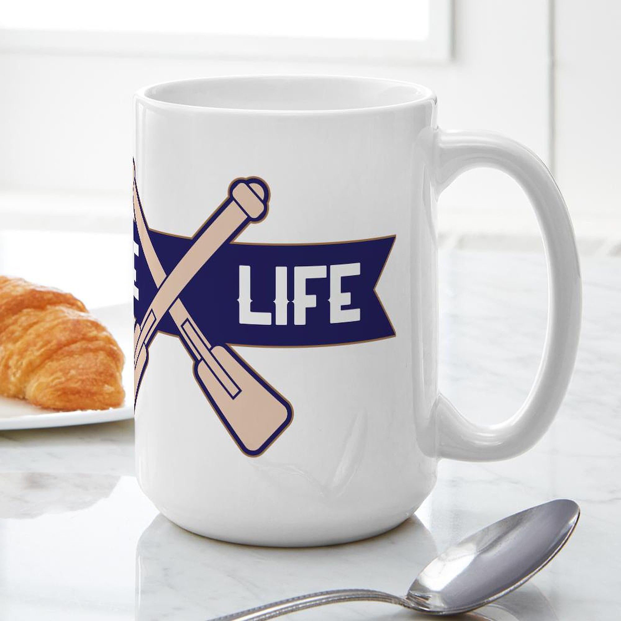 Lake Life Ceramic Coffee Mug 15 oz (444 ml) - Perfect for Coffee, Tea & Hot Drinks - Ideal for Lakeside Relaxation, Camping & Outdoor Adventures