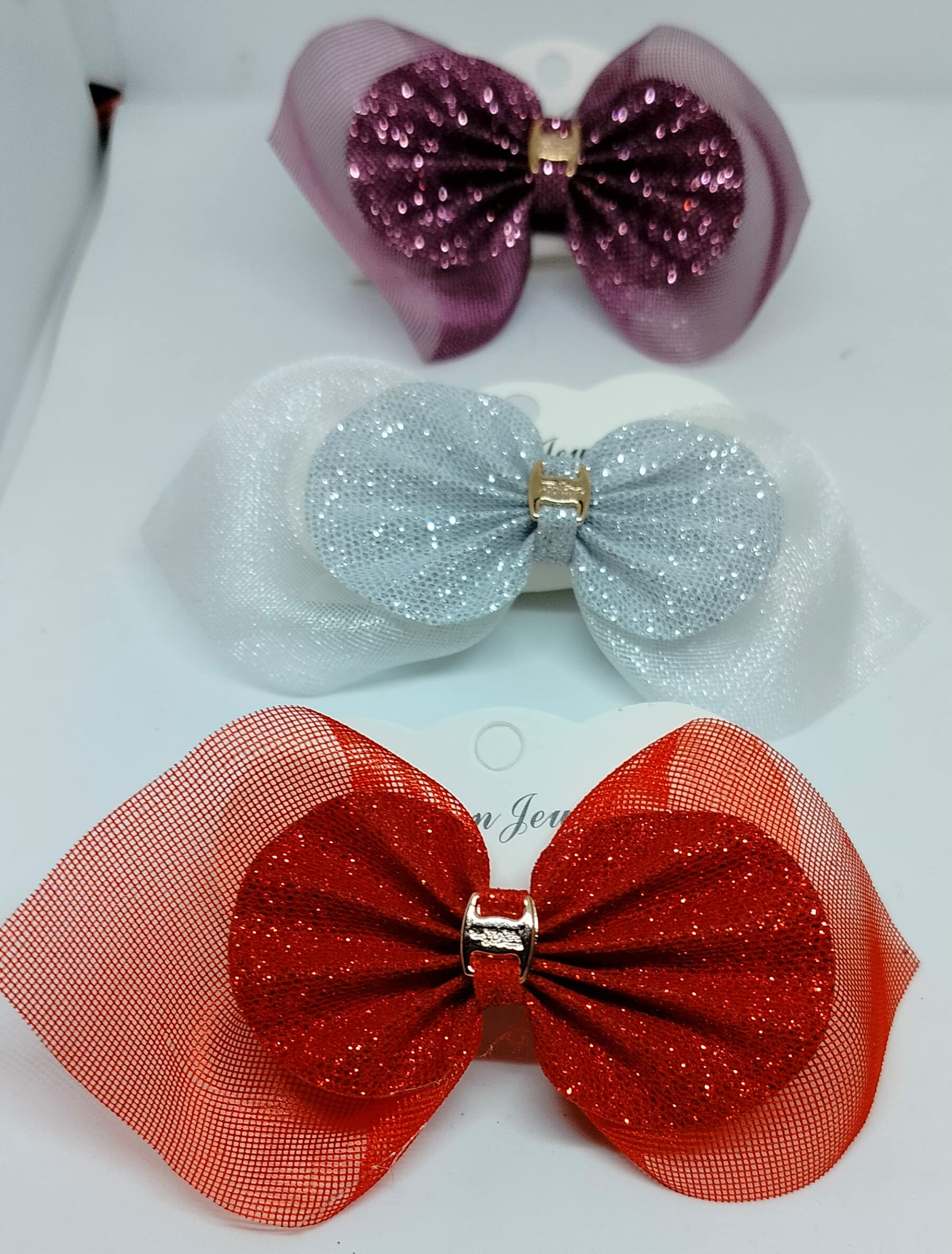 Golden Lion Big Bow Glitter Sparkle Hair Clips for Girls (6-Piece Set) | Soft Baby Hair Accessories | Comfortable & Stylish Hair Pins for Toddlers | Cute Hair Bows for Baby Girls | Perfect for Parties, Photos & Everyday Wear