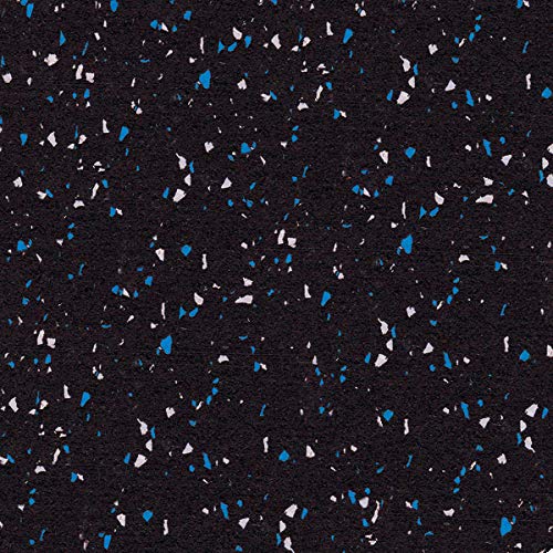 Premium 1/4 Inch (7mm) Thick Heavy Duty Rubber Floor Mats - 10% Blue/Grey - 4' x 12' Roll - Protective Exercise Mats for Home Gym, Garage, and Workout Room - Durable Non-Slip Rubber Flooring for Fitness, Yoga, and Weight Training