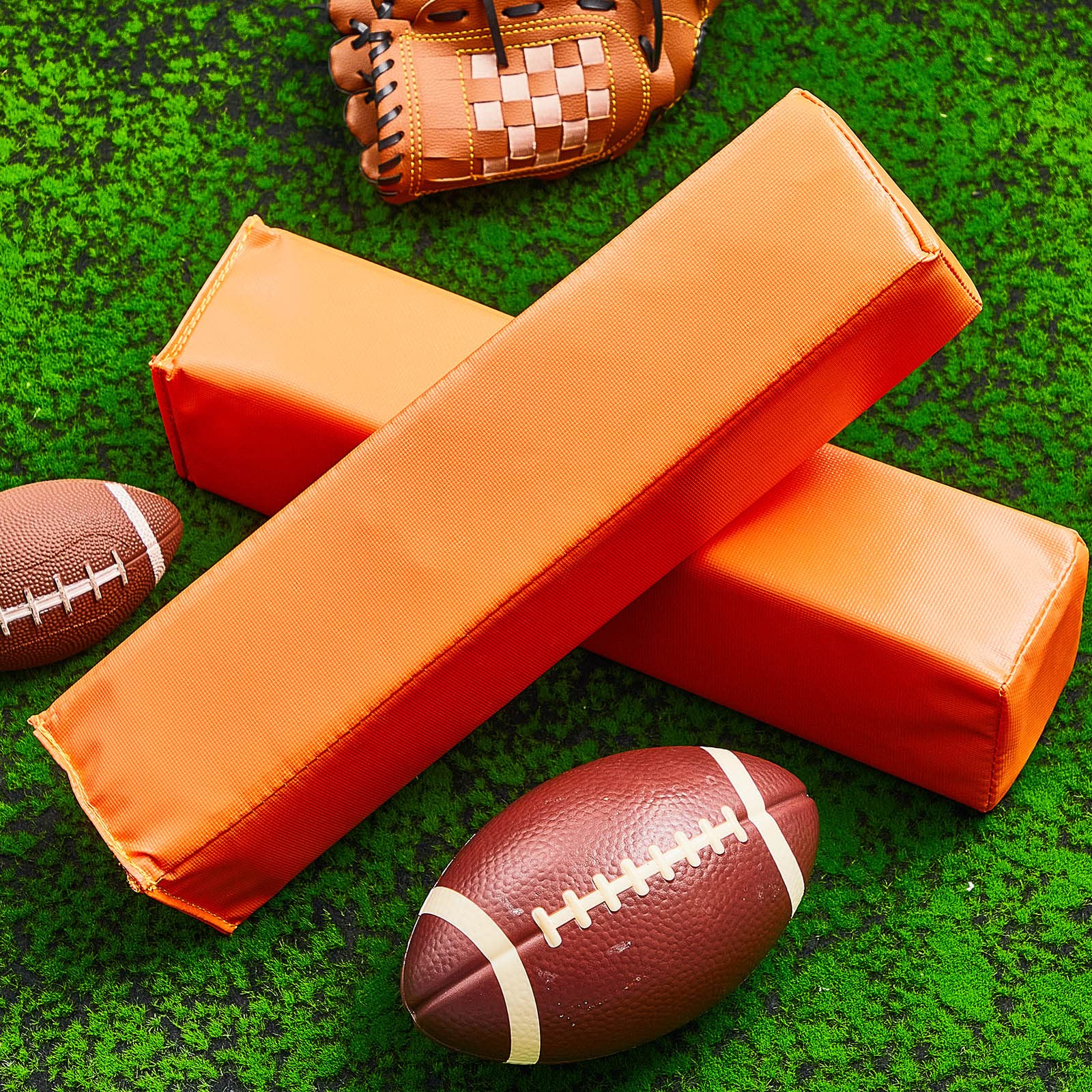Deekin 8-Piece Football End Zone Pylons - Anchorless Pylon Markers with Sand Weighted Base, Regulation Size 18