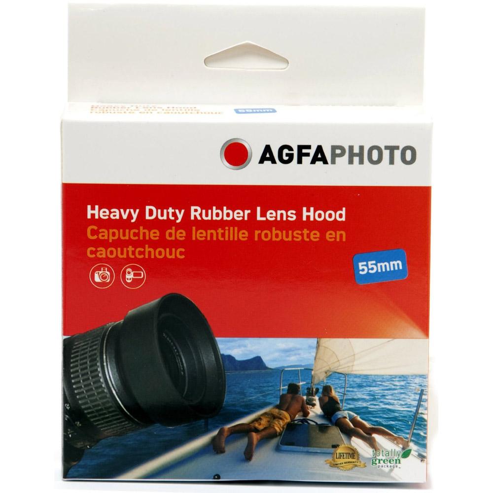 Agfa 55mm Heavy Duty Rubber Lens Hood APSLH55 - Durable Camera Lens Shade for DSLR & Mirrorless Cameras - Perfect for Outdoor Photography & Videography