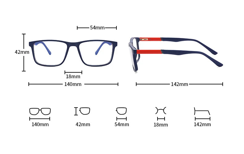 CCspace Unisex Full Rim Square TR90 Titanium Eyeglasses Frame 57307 - Lightweight & Durable Glasses for Work, Reading & Everyday Wear