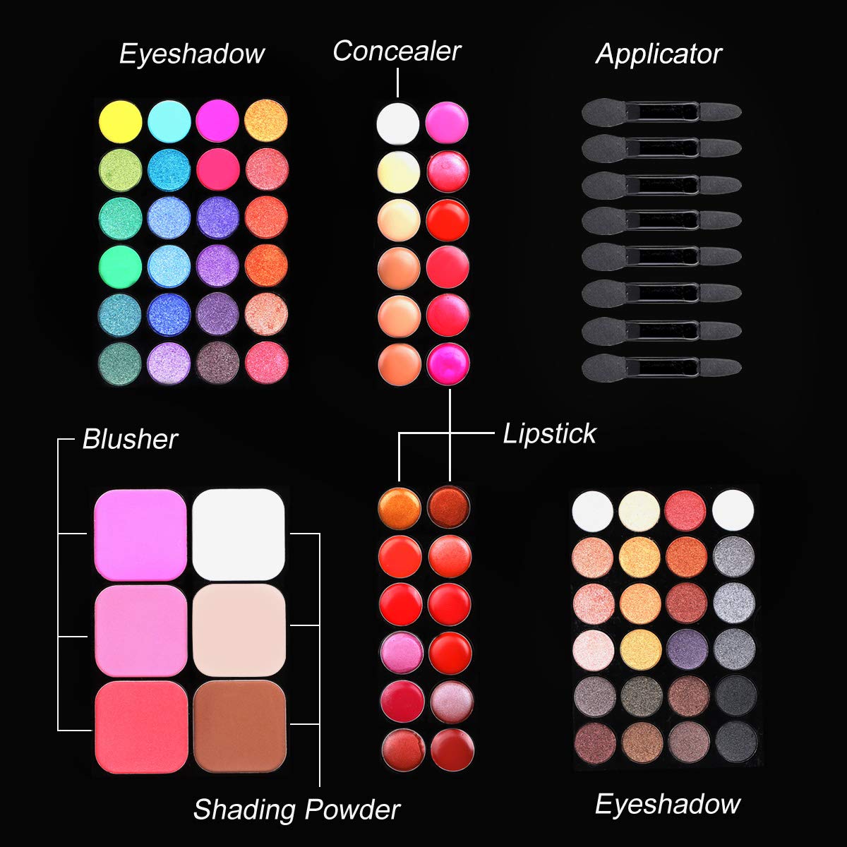 78 Colors All-in-One Makeup Palette Set with Eyeshadow, Lip Gloss, Blusher, Concealer & Highlighter - Pink Cosmetic Kit with Mirror for Professional & Everyday Makeup Looks