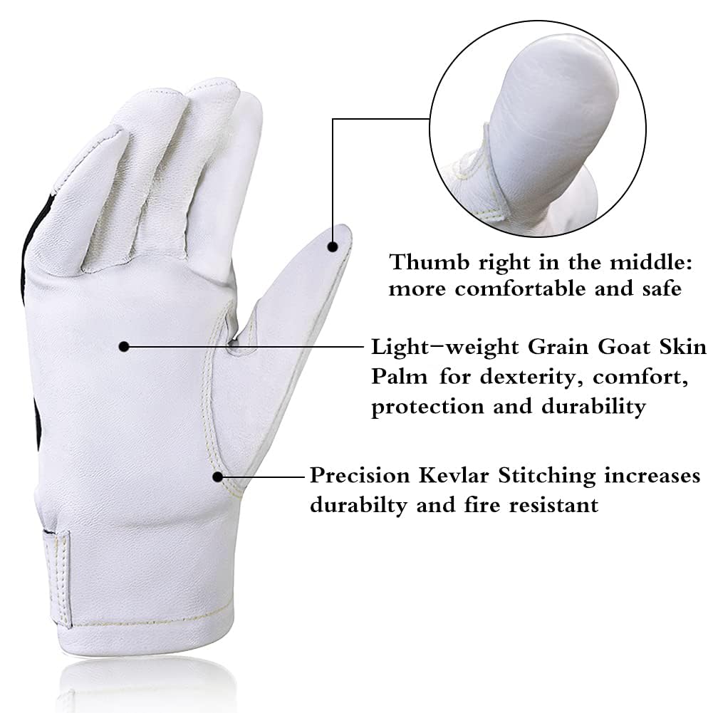 Premium TIG Welding Gloves - High Dexterity Goatskin Leather, Spark-Resistant & True Fit for Precision Welding - Ideal for MIG, TIG, and ARC Welding Projects