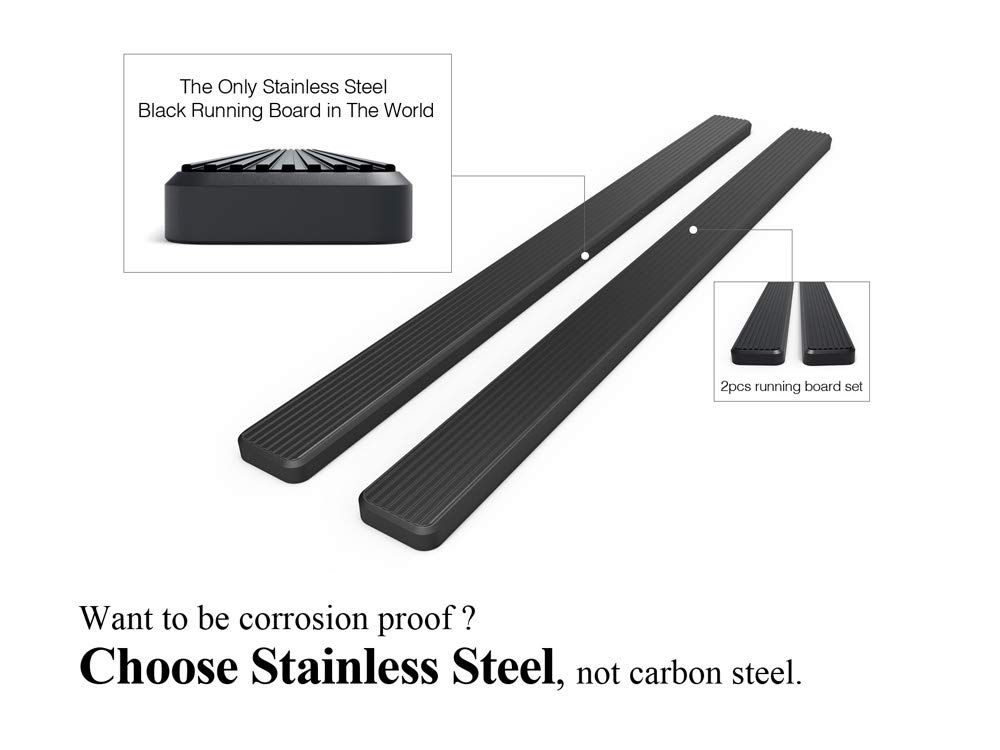 APS 5in Matte Black Running Boards for Ford F150 2015-2025 Super Cab & F-250 F-350 Super Duty 2017-2025 - Stainless Steel Nerf Bars Side Steps - Perfect for Off-Roading & Truck Accessories