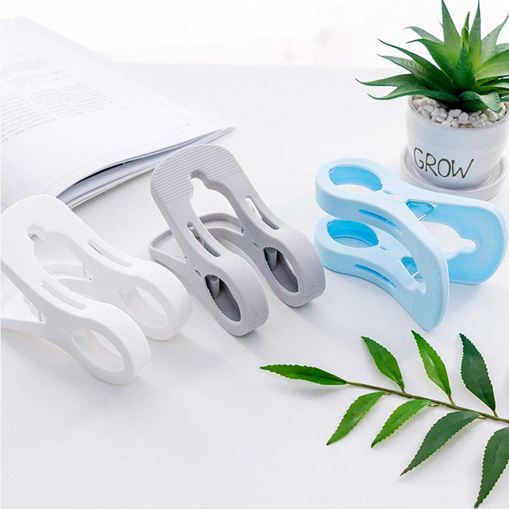 2Pcs Large Windproof Plastic Beach Towel Clips - Heavy Duty Bathroom & Pool Chair Clamps for Laundry, Quilts, Sunbeds - Perfect for Outdoor, Travel & Home Use (Grey)