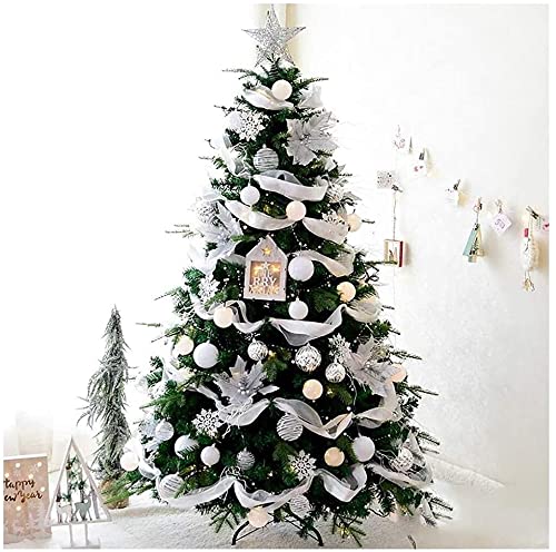 Premium Pre-Lit Artificial Christmas Tree with LED Lights - 7ft Spruce Hinged Xmas Tree with 700 Branch Tips, Foldable Metal Stand & Ornaments - Perfect for Home, Office, and Holiday Decorations