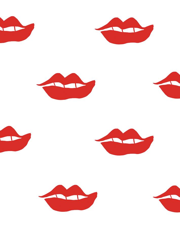 Clare V. Red Lips Wallpaper - Peel & Stick Removable Wallpaper for Bedroom, Living Room, and Home Decor