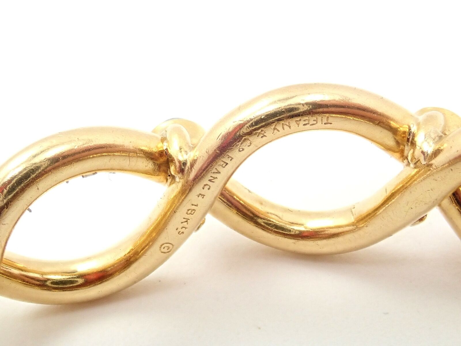 Authentic Tiffany & Co 18k Yellow Gold France Sapphire Bangle Bracelet - Luxury Jewelry for Women, Perfect Gift for Anniversary, Birthday & Special Occasions