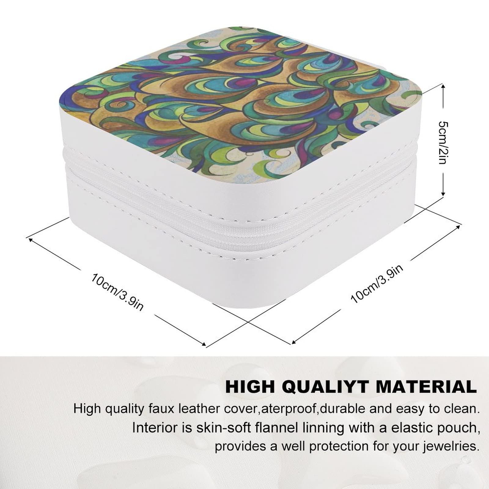 Elegant Purple Teal Peacock Floral Jewelry Box - PU Leather Travel Organizer Case for Rings, Earrings, Necklaces & Bracelets | Portable Storage Display Holder for Women's Jewelry Collection, Gift Giving & Travel Accessories