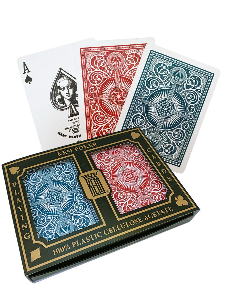 Premium Kem Playing Cards - Red & Blue Arrow Design, Poker Size Standard Index (2-Pack) - Perfect for Poker Nights, Magic Tricks & Casino Games