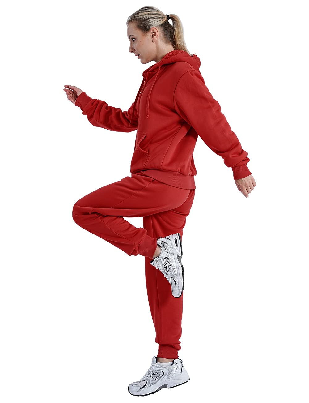 Facitisu Women's 2-Piece Fleece Lounge Set - Cozy Pullover Hoodie & Jogger Pants with Pockets | Soft Casual Tracksuit for Home, Workout & Running | Winter Comfort Outfit for Relaxing & Travel