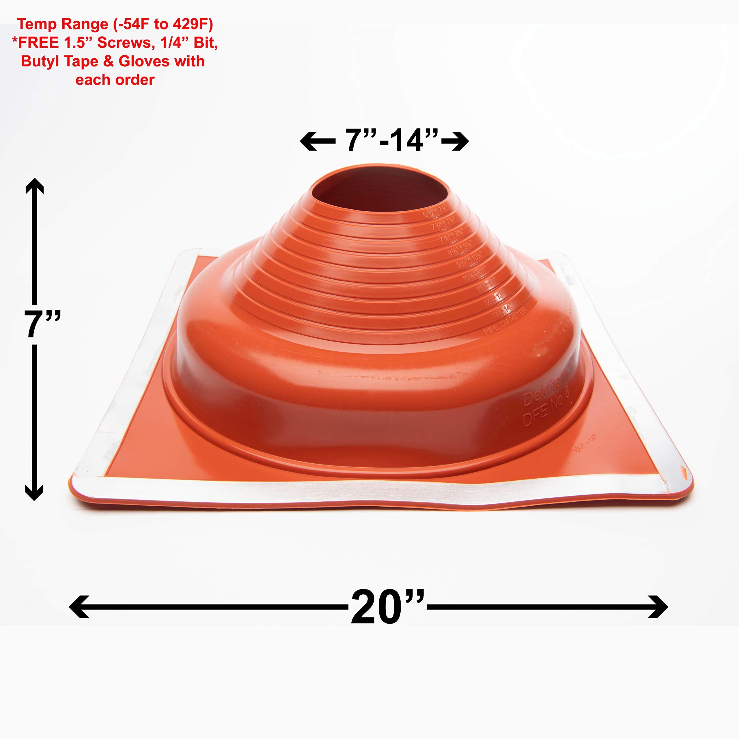 EAGLE 1 Adjustable Silicone Roof Pipe Flashing Boot - High Temperature Resistant Square Base Roof Jack for Vent Pipes - Perfect for Roof Repairs, HVAC Installations & Plumbing Projects