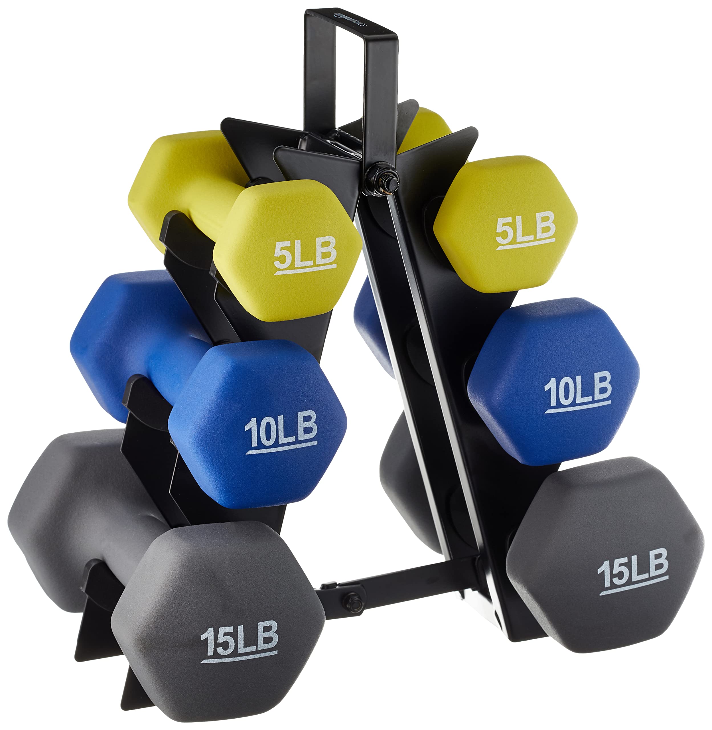 Amazon Basics Neoprene Dumbbell Hand Weights - 1-10 lbs Set for Home Gym, Strength Training & Fitness Workouts | Non-Slip Grip, Durable Neoprene Coating | Perfect for Weightlifting, Toning & Cardio Exercises