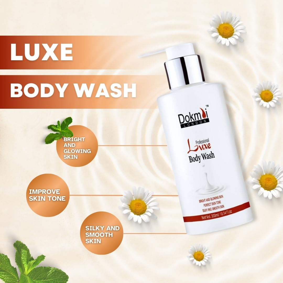 Dokmai London Professional Luxe Body Wash for Bright & Glowing Skin - Perfect Skin Tone (300ml) | Hydrating & Nourishing for Daily Shower & Spa Relaxation